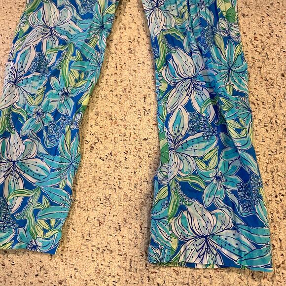 Lilly Pulitzer S Georgia May Tall Me Palazzo Pants Blue Preppy Resort Blue Sea - Picture 12 of 12